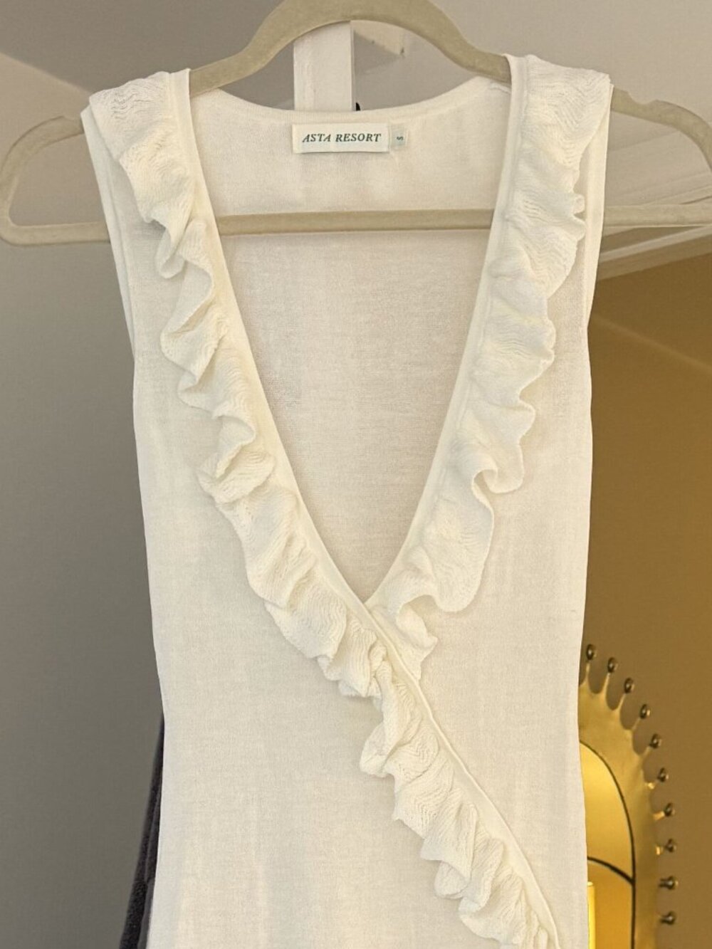 White Ruffle-Trim Maxi Dress - Picture 3 of 8